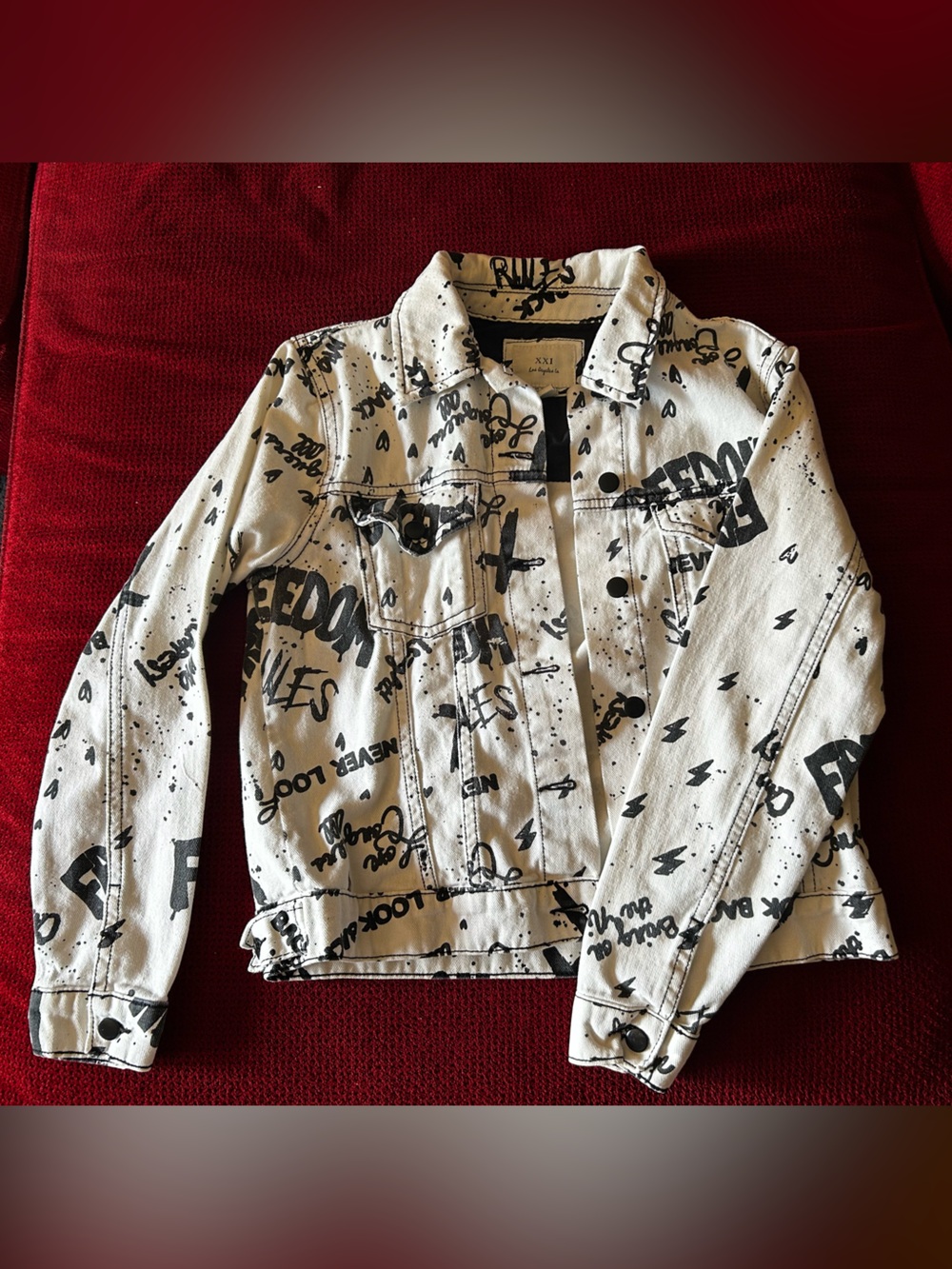 Black and White Denim Graffiti Jacket
